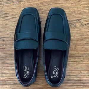 Franco Sarto Womens Dela Black Leather Slip-On Loafers Sz 7